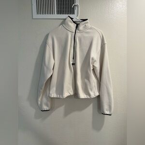 Dkny White Ski Jacket with High Collar and Elastic Cuffs